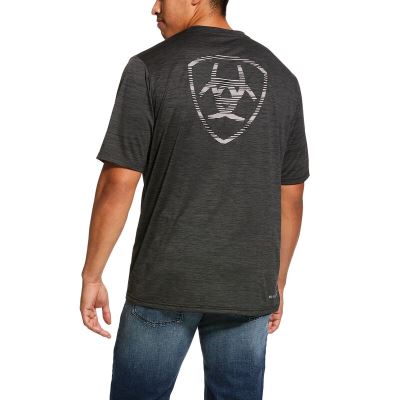 Ariat Western: Charger Logo Camisetas Hombre - Gris Oscuro (OCXIZ1253)